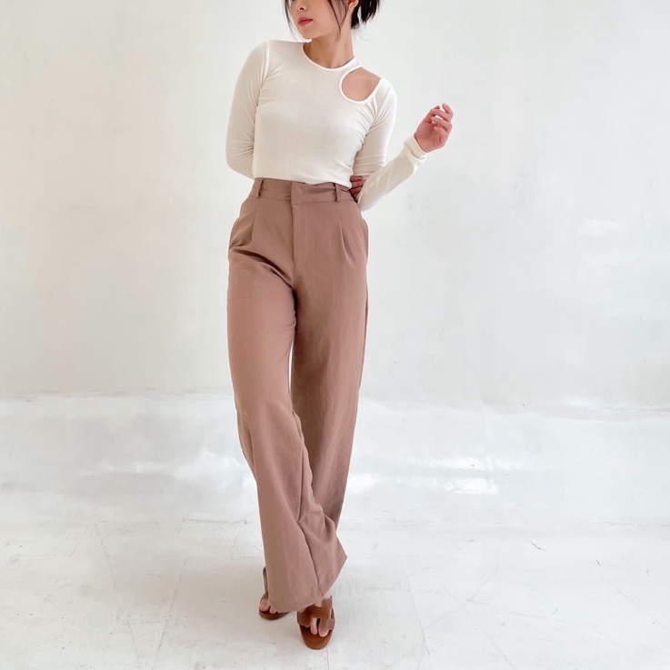 Kayla Pants / Celana Kulot Panjang / Wide Pants / Celana Panjang / Celana Panjang Murah / Baggy Pants / Kulot Panjang Murah / Kulot Linen / Celana Katun / Katun Linen Universal