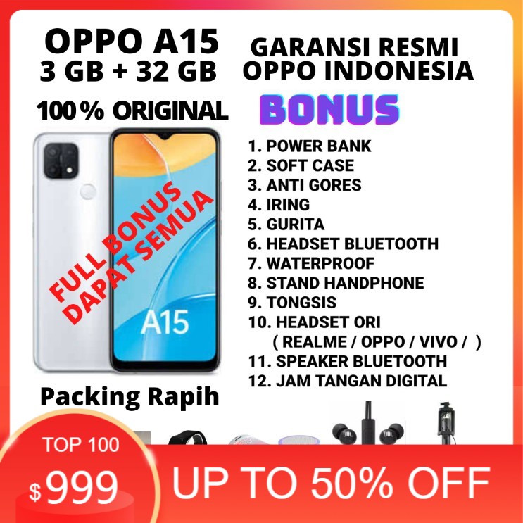 OPPO A15 RAM 3/32 GRASS GARANSI RESMI - OPPO A 15