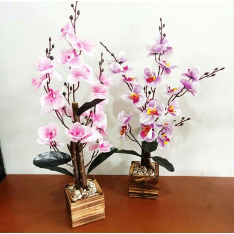 bonsai bunga anggrek bunga hias artificial bunga palsu dekorasi pot bunga hias