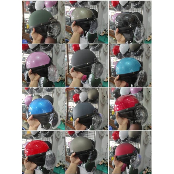 [COD] Helm Bogo Setengah Original Retro Chips Vintage Kaca Cembung / Datar / PET / TANPA Kaca