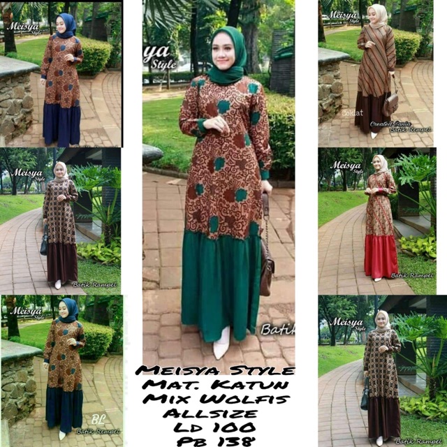  Gamis  Meisya Style Sogan Genes  Batik  Rampel Zara  Cantik 