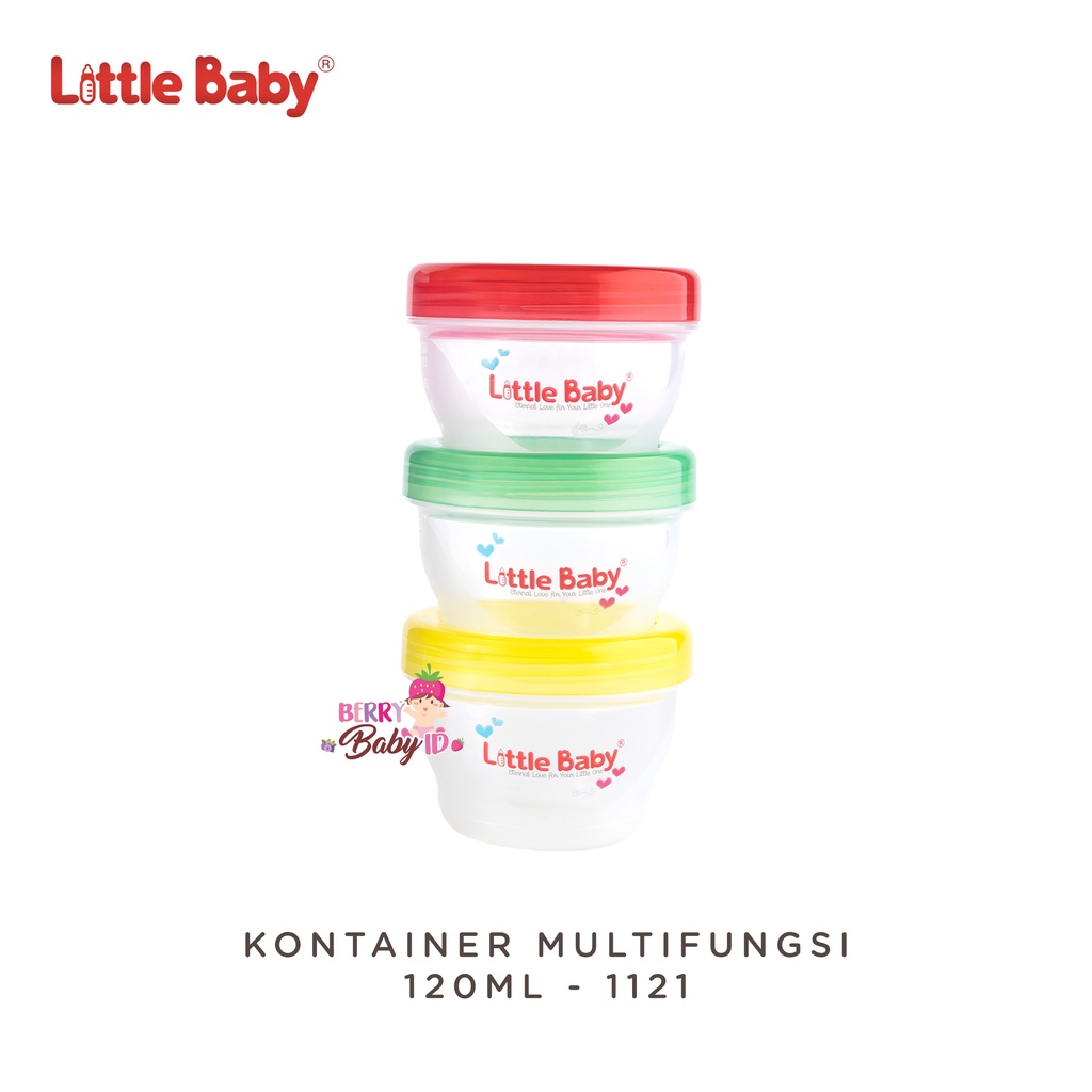 Little Baby 3 Pcs Kontainer Multifungsi Kecil 120ml #1121 Wadah MPASI Berry Mart