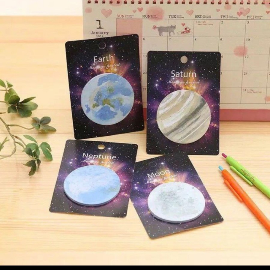 

Post it postit sticky notes moon planet memo fun atk memo kertas