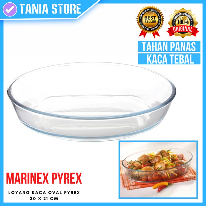 Loyang Kaca - Loyang Kaca Oval Pyrex Glassware Rectangular Roaster 30 Cm - Marinex
