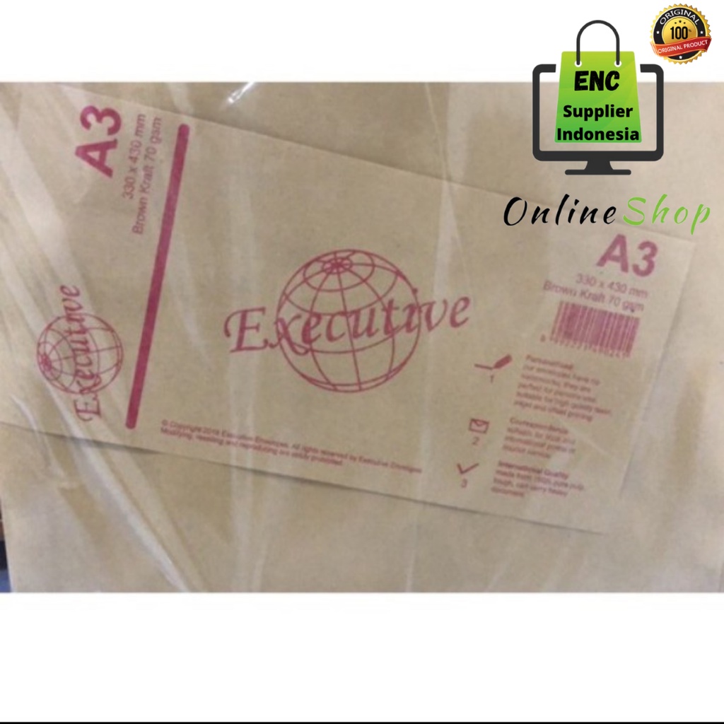 

executive 100 lembar amplop coklat polos A3 33 x 43 cm besar 330 x 430 mm per pak - enc.sup