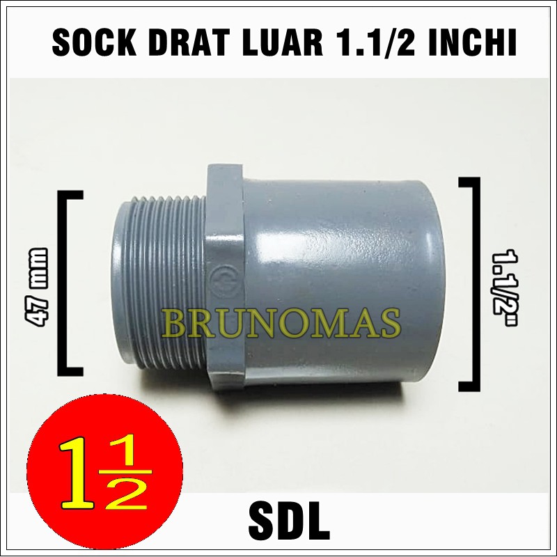 SDL 1.5" Inchi (Sock Drat Luar 1.1/2")- Valve Socket pipa pvc | Shopee