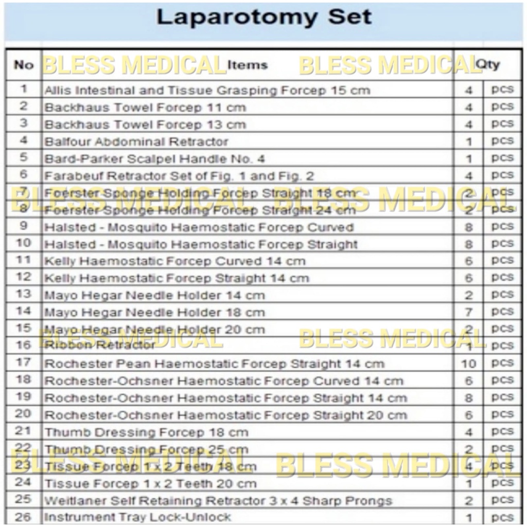 Laparotomy/Laparatomy  Set Laparotomi + Box Instrument Stainless MARWA Original