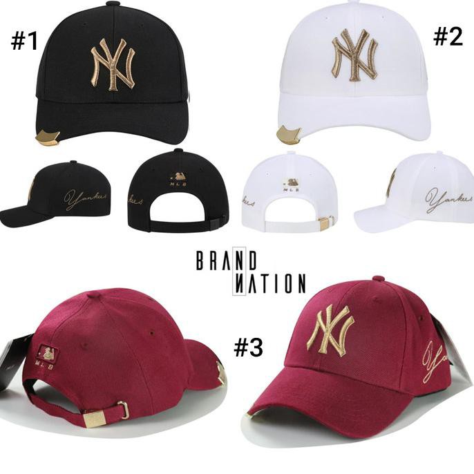 Topi New York NY MLB Gold Metal Plat Baseball Cap