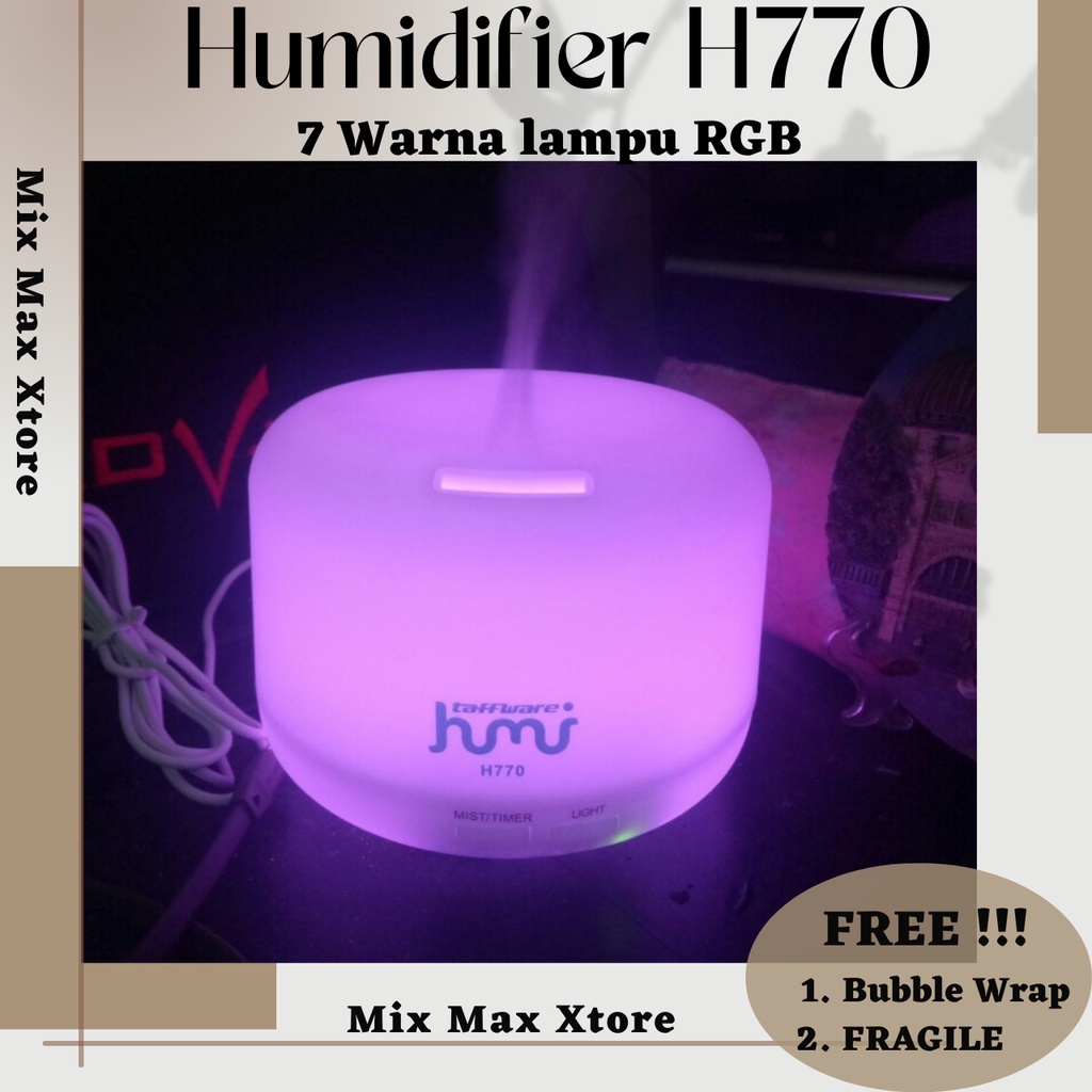 Taffware Humidifier Diffuser Aromaterapi Elektrik + 7 LED - (HUMI H770) - White