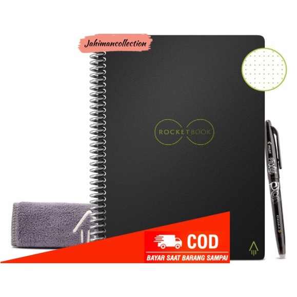 

✨ BISA COD ✨ Rocketbook Core Everlast Reusable Smart Notebook - Executive 6"x8.8" - Infinity Black