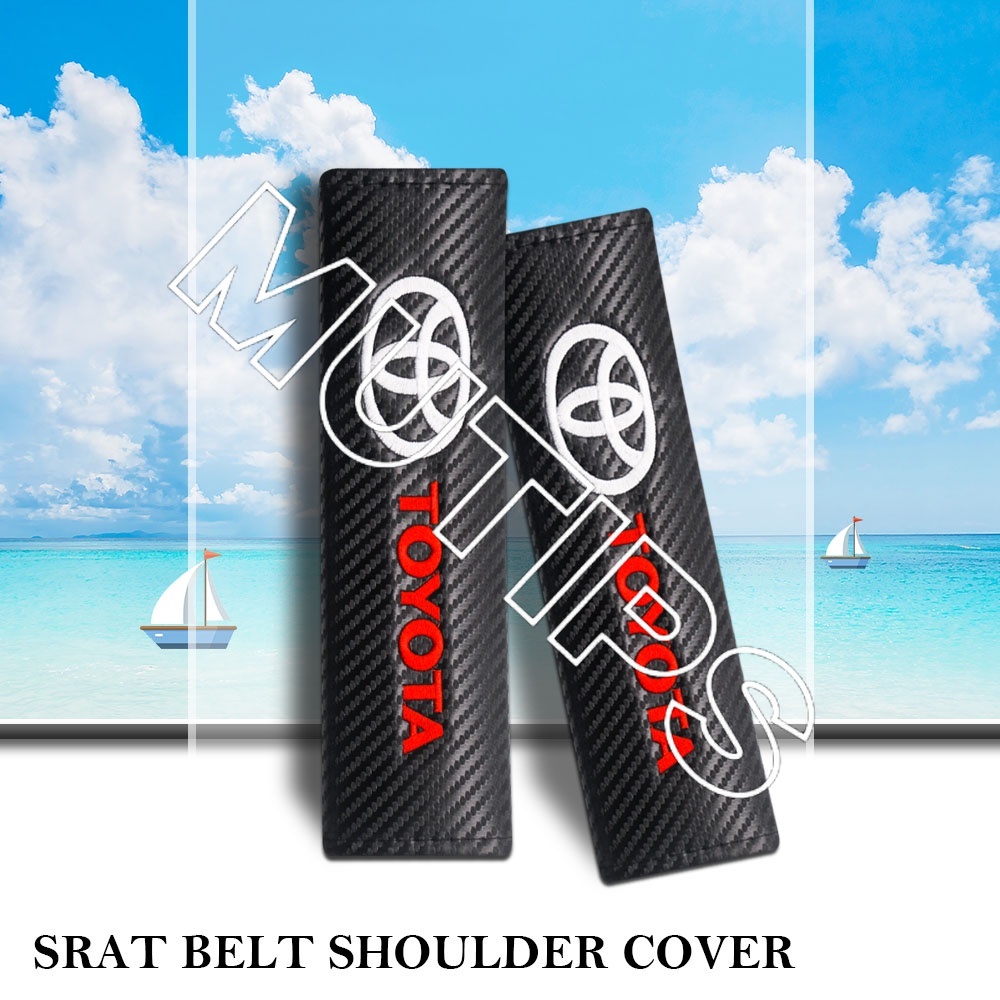 2pcs Bantalan Busa Bahu Sabuk Pengaman Mobil Motif Carbon Fiber Untuk Toyota Avanza Rush Kijiang Innova Calya Razie Yaris Wish Corolla Cross