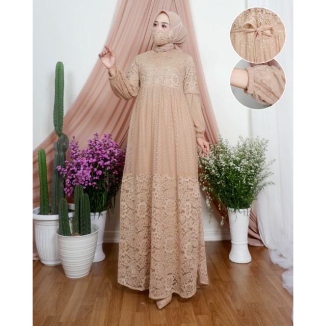 Dress Brukat Malika / Gamis Modern / Kebaya Brukat / Kebaya Pesta / Kebaya Modern / Kebaya Seragam