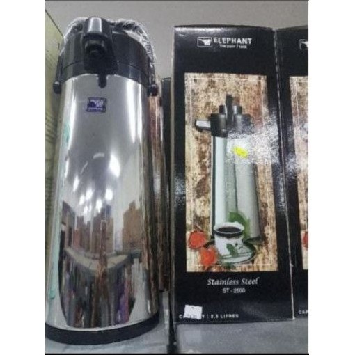 elephant vacuum flask termos air panas pencet tekan 2,5 liter stainless steel st2500 st 2500