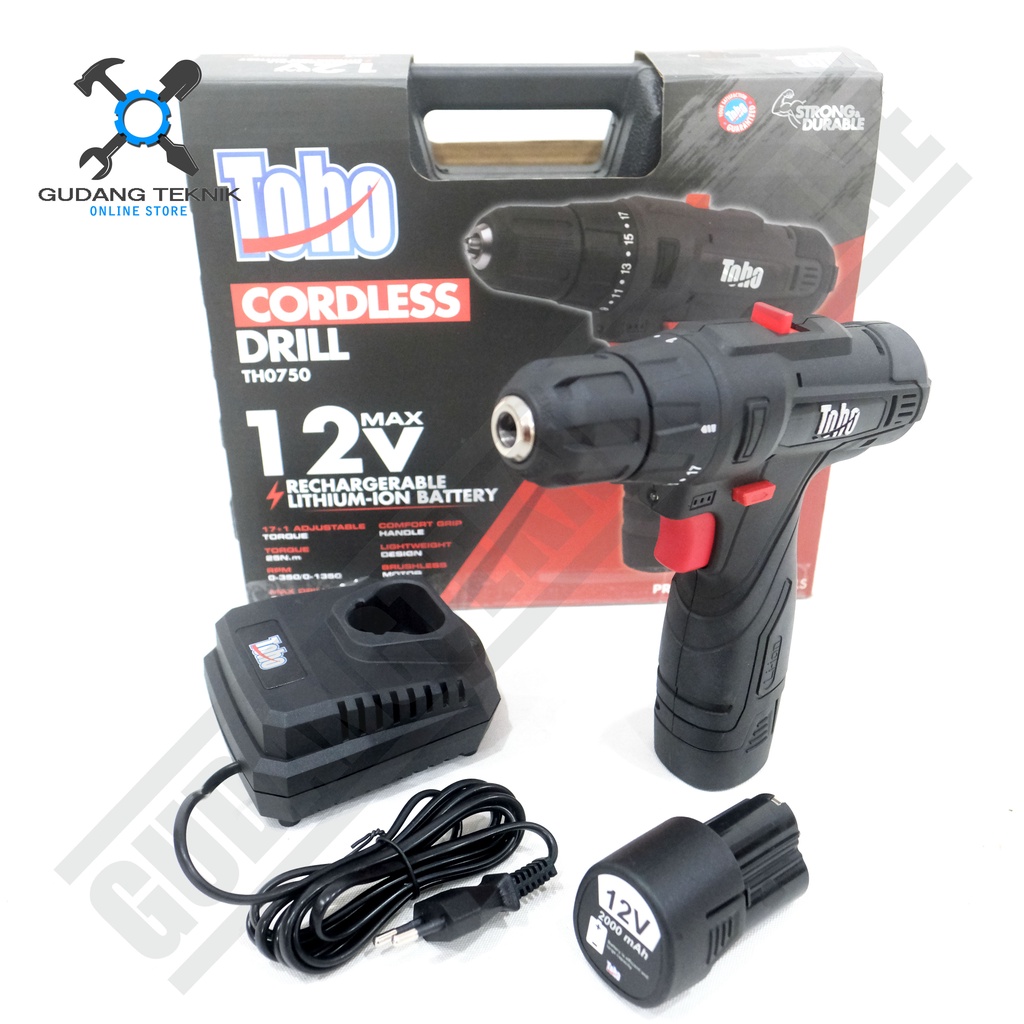 Mesin Bor Tangan CORDLESS 10mm TOHO TH0750 12V  / Bor Tangan BATERAI 10V TH 0705 TOHO