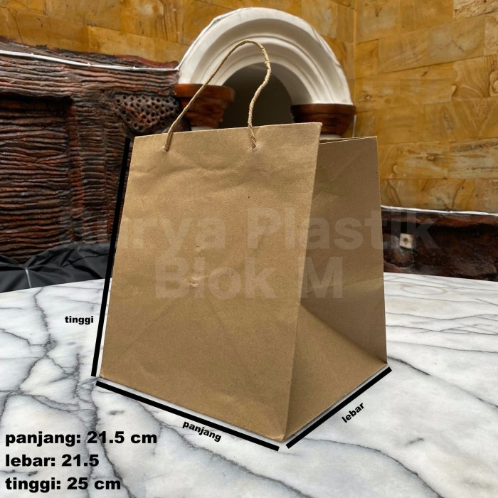 

✨ BISA COD ✨ Paper / Goodie bag coklat - alas & lebar kotak - 12 pcs
