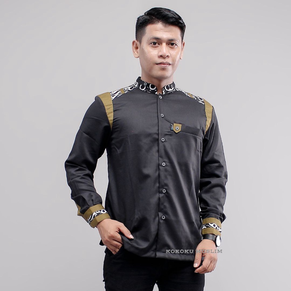 Tanduk Rusa koko pria koko terbaru motif list tanduk rusa baju muslim pria kemeja atasan