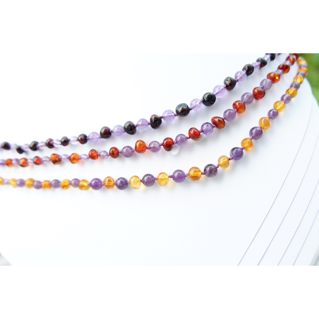 [Amber wonders] Set Kalung & Gelang Amber GEMSTONE pereda nyeri alami tumbuh gigi bayi
