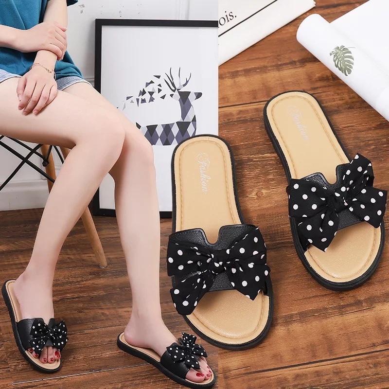 Sandal Wanita Pita Polkadot Fashion Korea Import Real Pict Tmall88