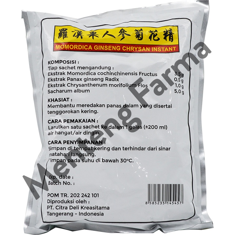 Lo Han Kuo (Momordica) Ginseng Chrysan Instant Plus Isi 20 Sachet - Pereda Panas Dalam &amp; Tenggorokan