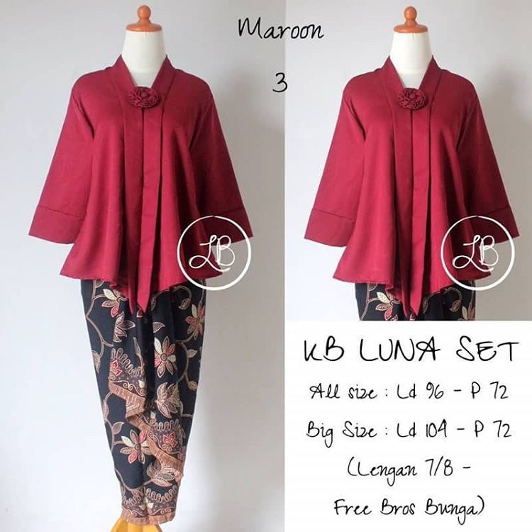 Setelan Kebaya Floy Kutu baru Maroon Dan Warna Lainnya