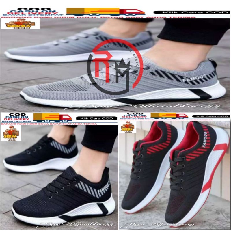 Sepatu pria fashion sneakers tali kekinian bisa Cod Famous style