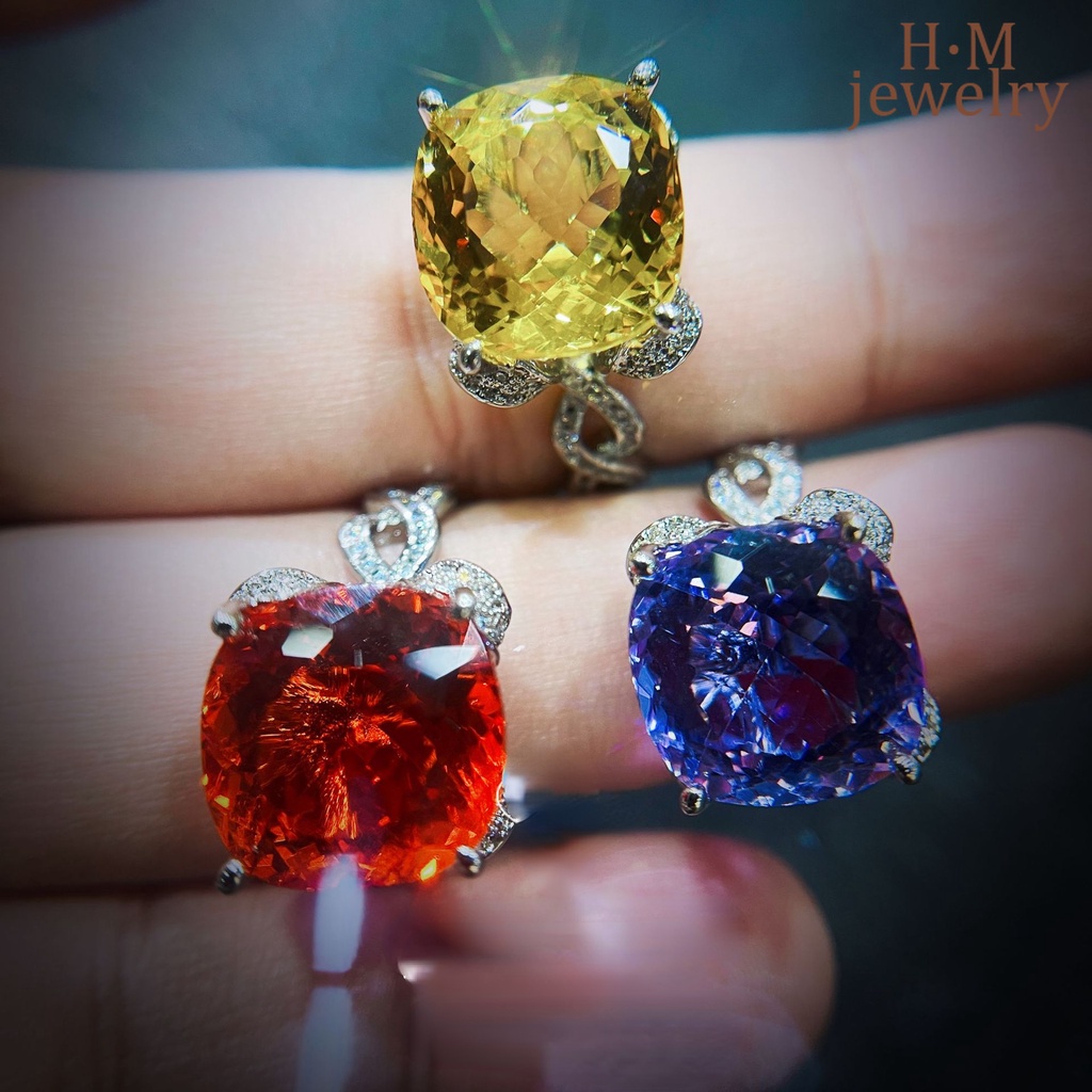 Cincin Berlian Amethyst Kuning Fanta Super Besar Untuk Wanita