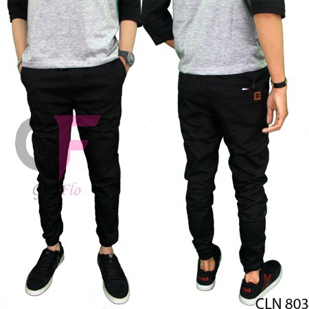 GIOFLO Celana Jogger Pants Kekinian Modis Hitam / CLN 803