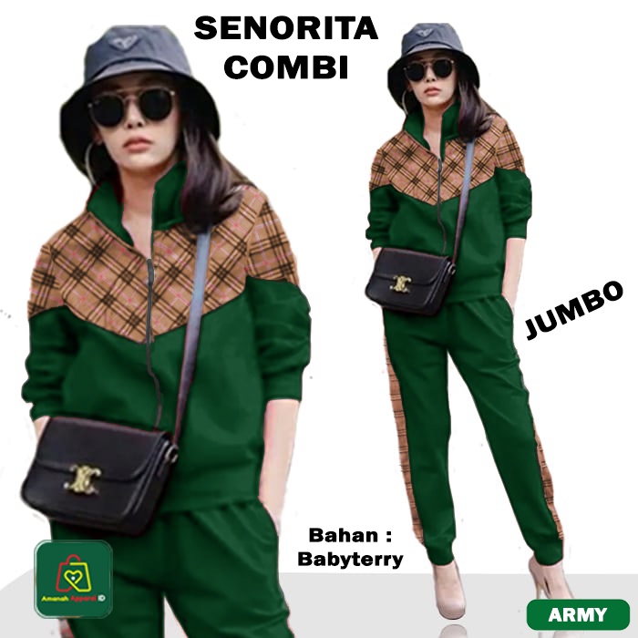 Setelan Pakaian Wanita SENORITA COMBI JUMBO Bahan Babyterry Premium Size XL - 11369