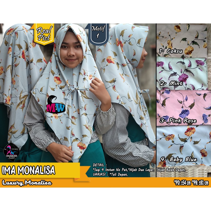 segi empat instan / segi empat motif / segi empat monalisa / square tali monalisa