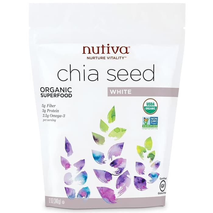 Nutiva Organic Chia Seed White 12 oz (340 g) / Raw Chia Seed Putih