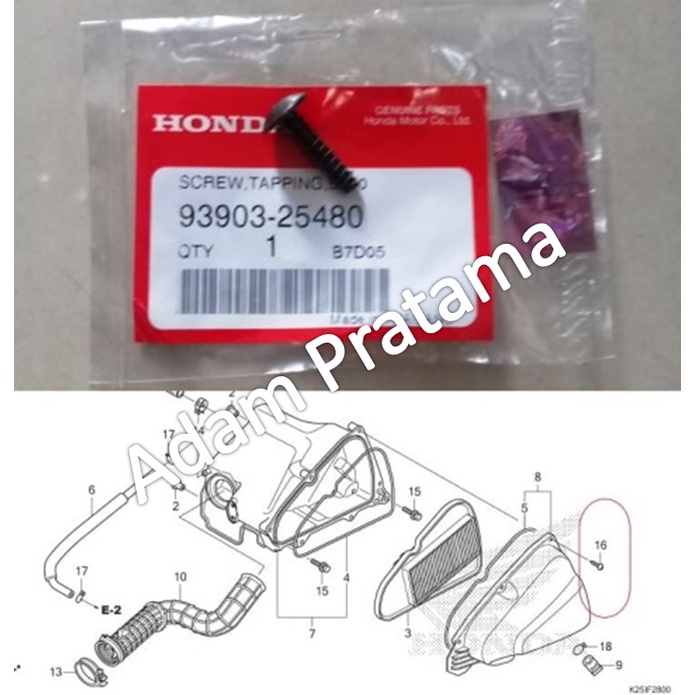 Baut Filter Baud Filter Scrup Filter Udara 93903-254-80 baut Saringan Udara Honda Baut Box filter Ud