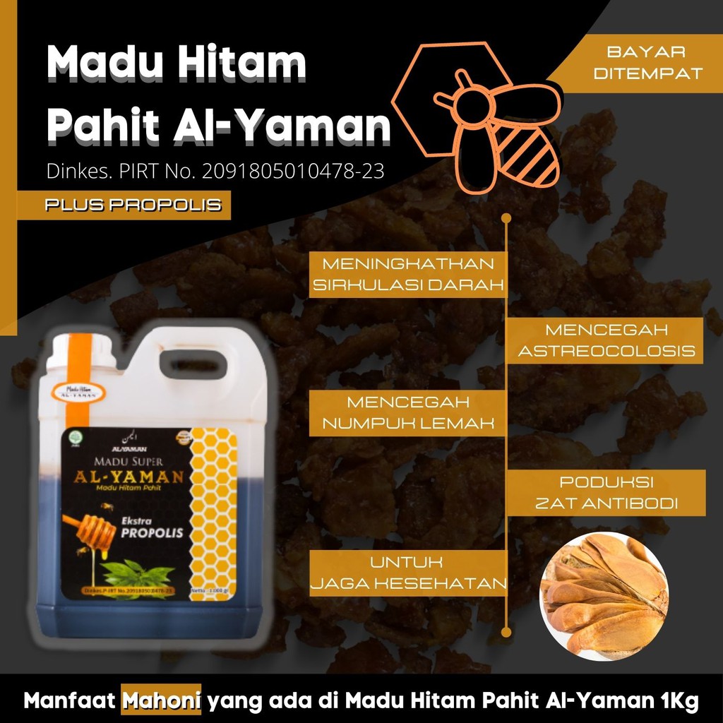 Al-Yaman Madu Hitam Pahit Ekstra Propolis 1kg