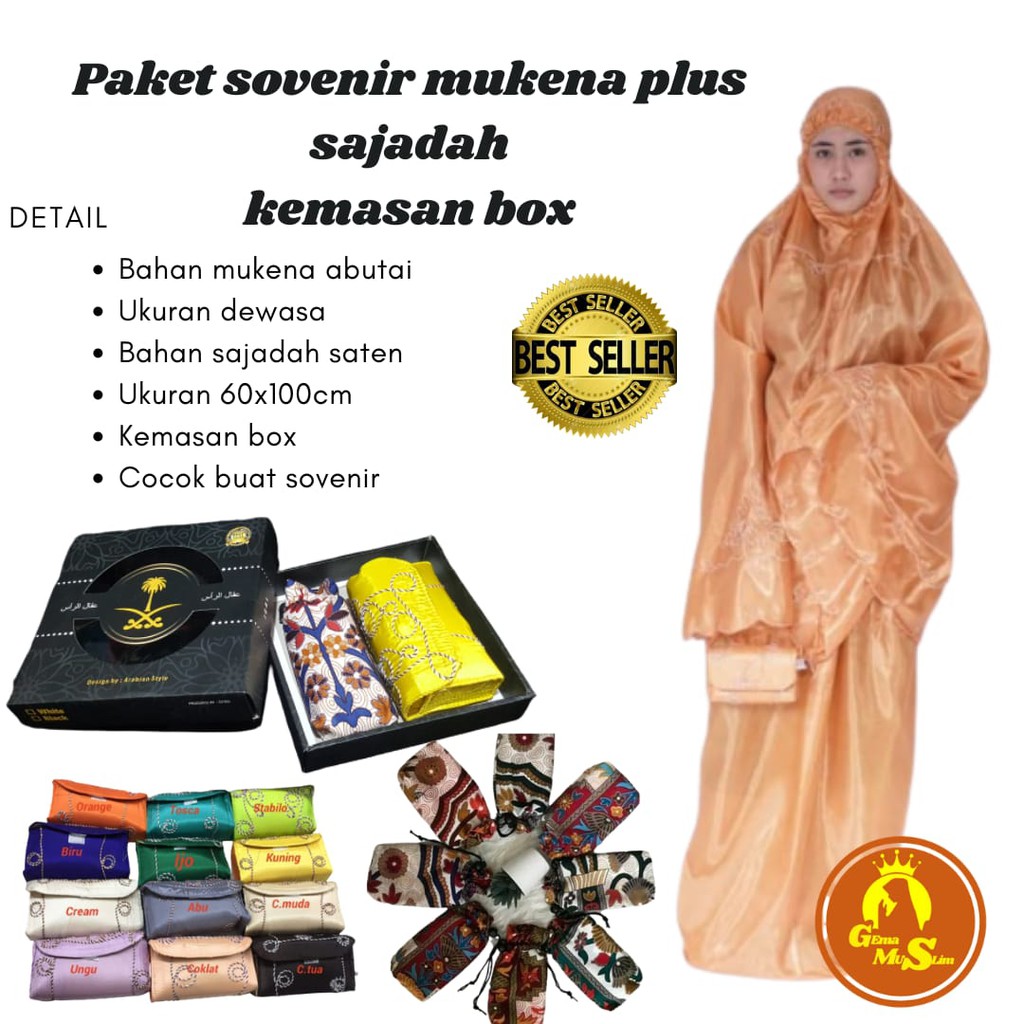 paket sovenir mukena dan sajadah  plus box