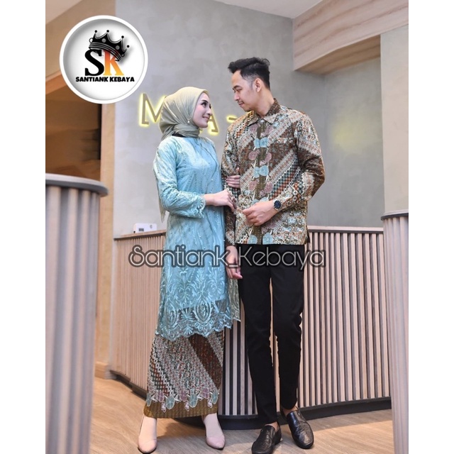 Set Kebaya Tunik Couple Kemeja Batik Pria Stelan Kebaya Couple Kondangan Kebaya Tunik Couple Kebaya Wisuda Couple Terbaru By Santiank_Kebaya