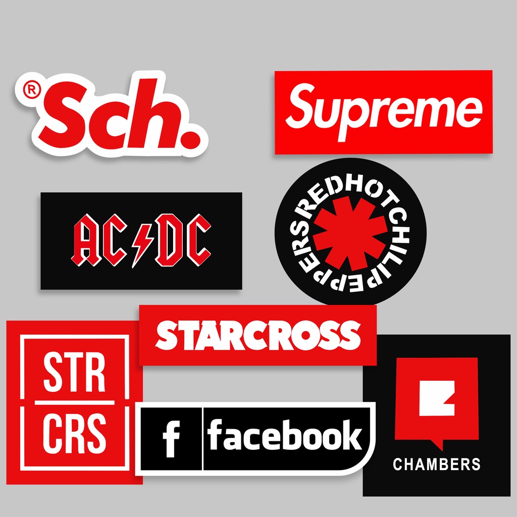 STIKER GRAFTAC - SERIES 2color RED 19pcs - STIKER AESTHETIC LAPTOP, AKSESORIS HP, ANTI AIR, MOTIF,HELM,TUMBLER