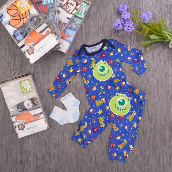 Setelan Bayi Piyama Panjang + Kaos Kaki 2in1 Boy