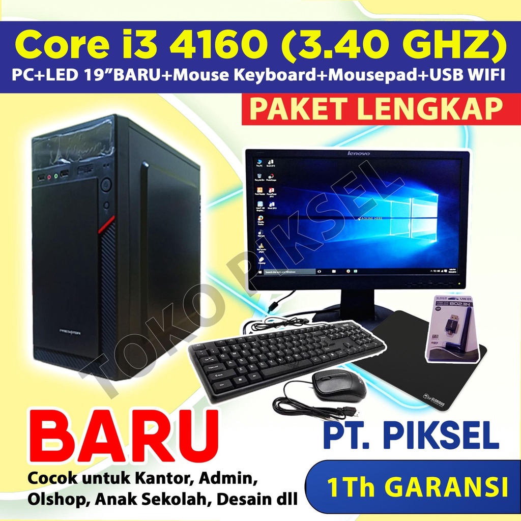 Paket Lengkap Komputer PC Rakitan Intel Core i3 4160