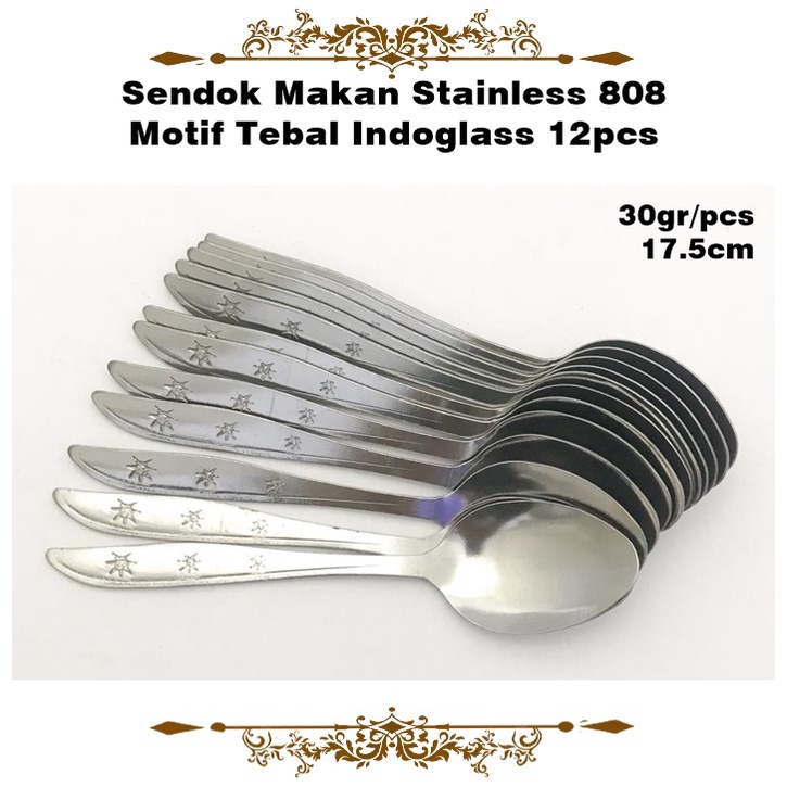 [1 Lusin &amp; 1/2 Lusin] Sendok Makan Stainless Tebal Motif Indoglass 30gr/Texania Tebal 330gr