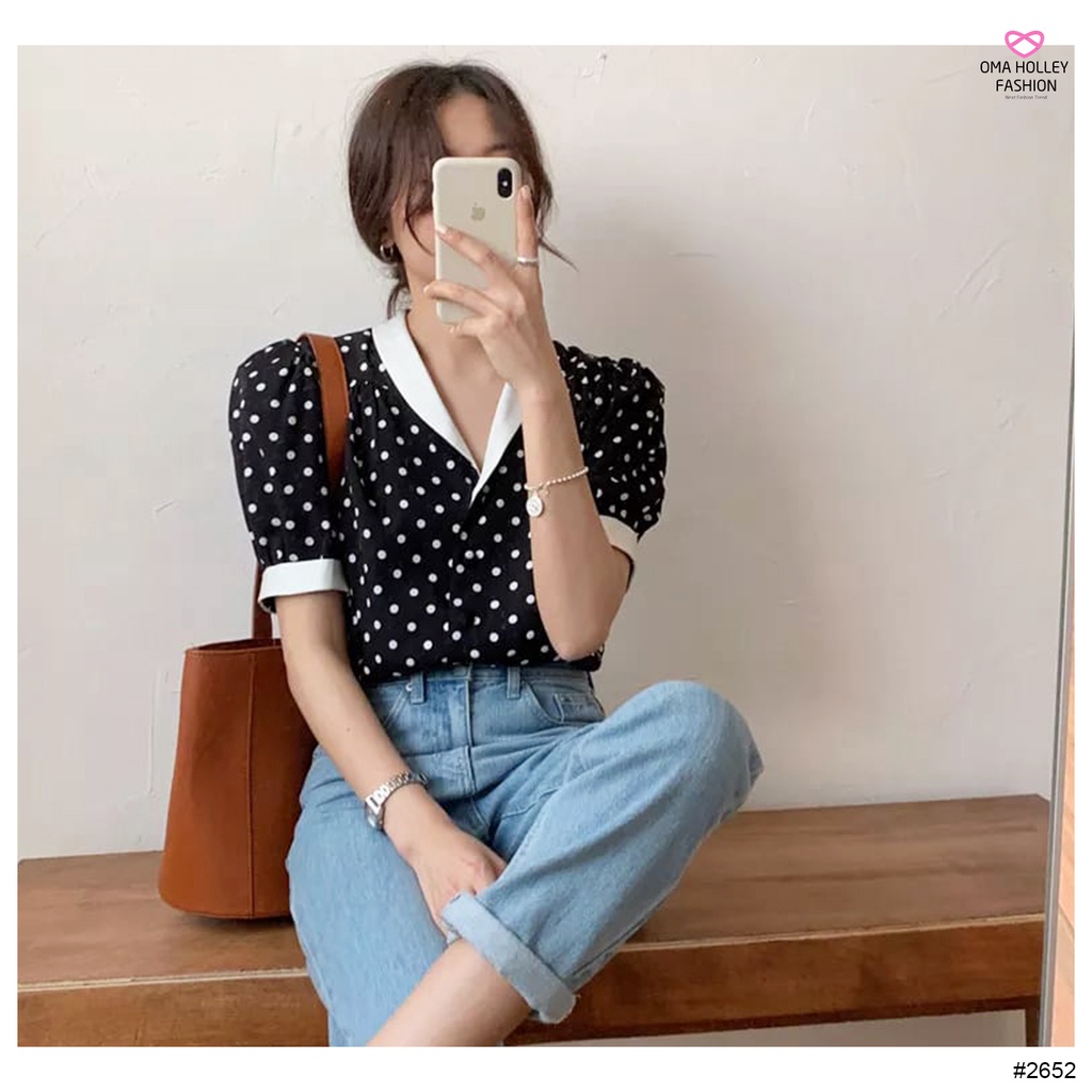 (COD) OH Fashion Envy Top Polkadot Wanita #2652