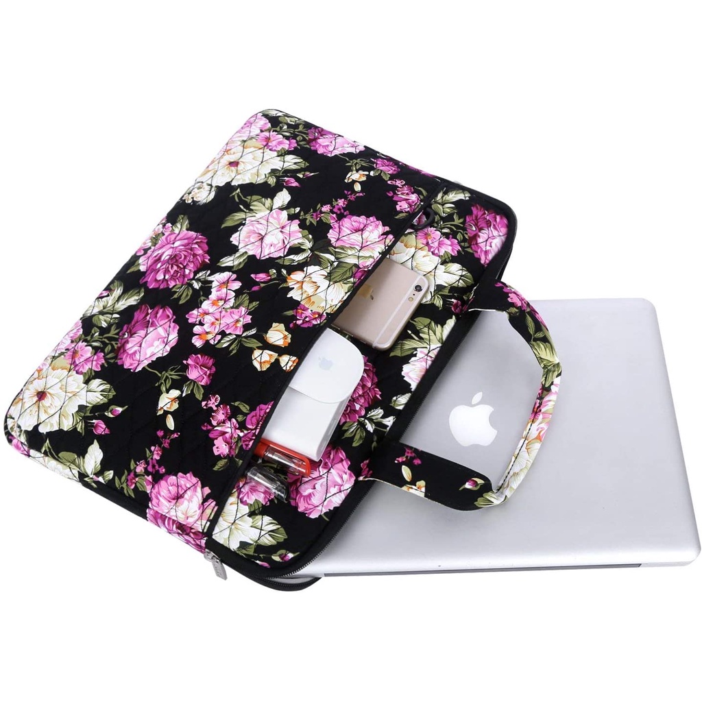 Tas Laptop Selempang Mosiso Peony Floral Shoulder Strap 13 14 inch