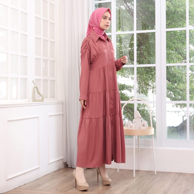 ALINA MIDI DRESS SHAKILA SMOKE BELAKANG ALLSIZE FIT TO XL GAMIS MIDI DRESS LEBARAN