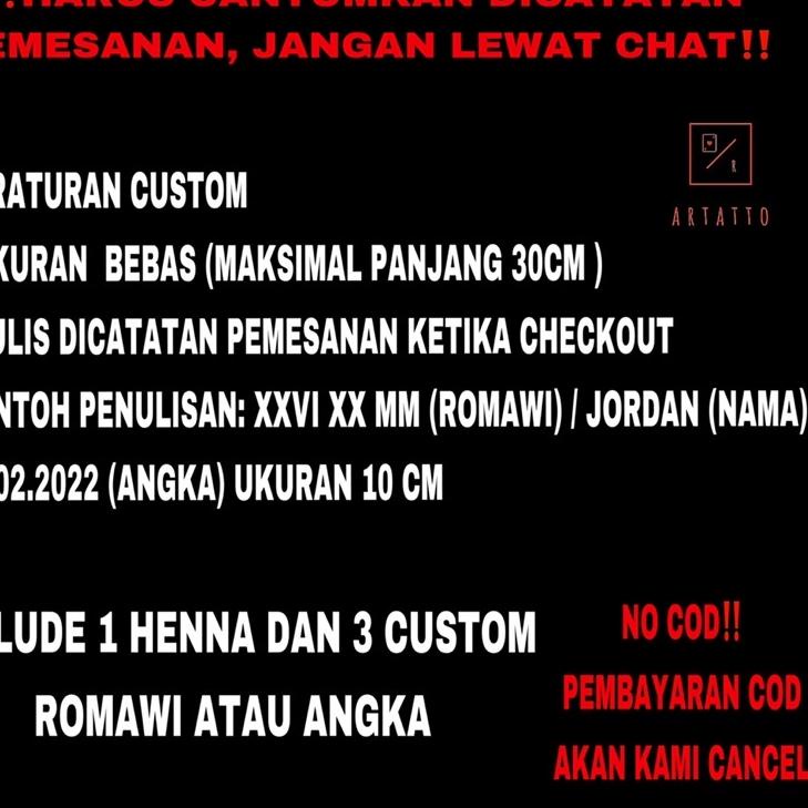 Paling Diminati.. CUSTOM STICKER HENNA TATTO NAMA, ANGKA DAN ROMAWI