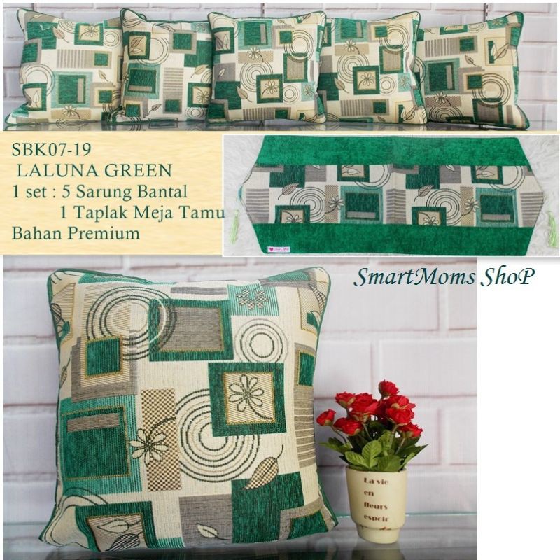 SARUNG BANTAL SOFA KURSI IMPORT SHABBY MEWAH MINIMALIS LALUNA GREEN