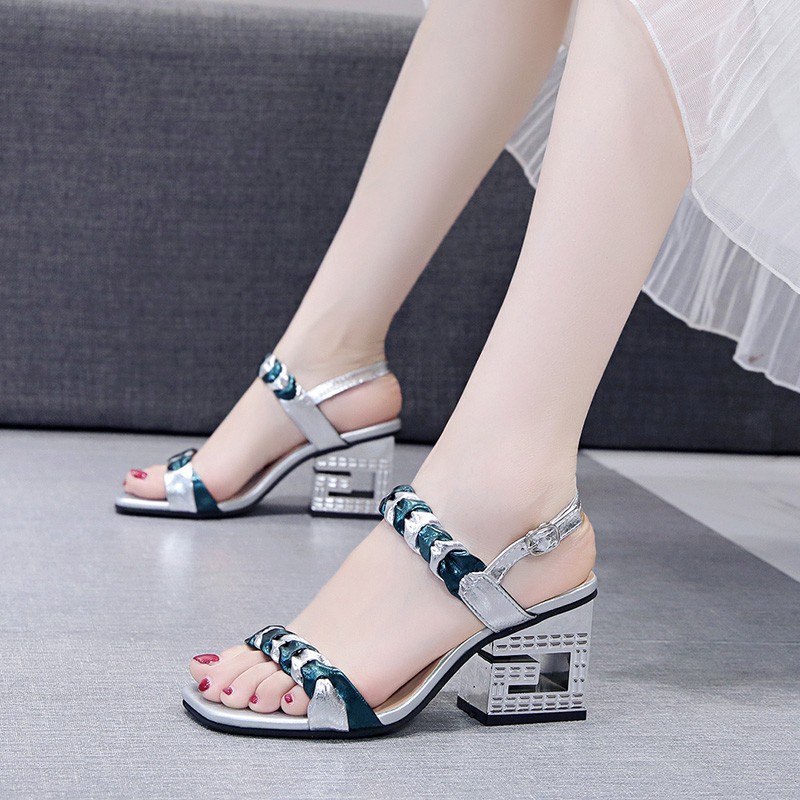 Wanita Sandal 2021   Wanita Sepatu Hak Tebal Nyaman Gesper  Peri Sepatu Hak Tinggi Wanita Terbuka to