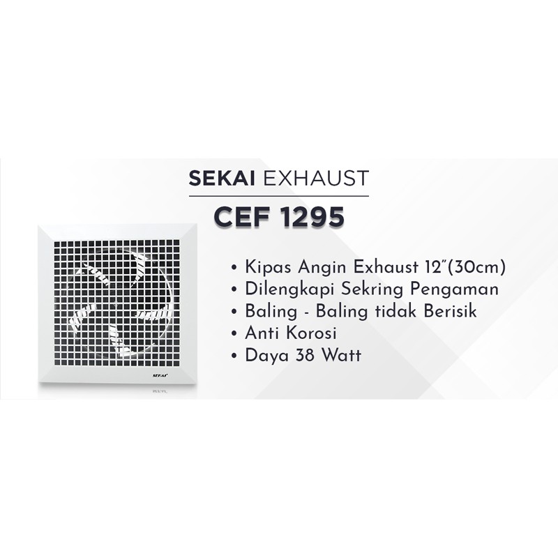 Sekai Exhaust Fan Plafon 12 Inch CEF 1295 - Heksos Hexos Ceiling 12inch Kipas Angin Dak Exaust