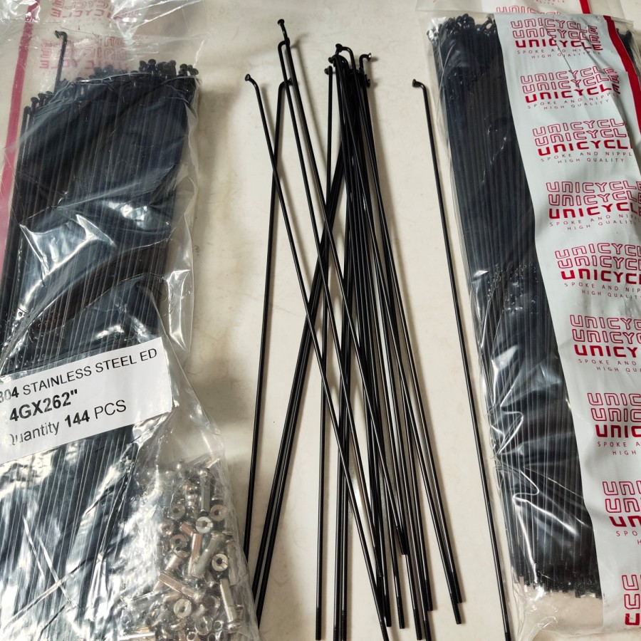 Ruji Spoke Jari-jari 26 MTB Stainless Hitam 72pcs untuk 2 roda