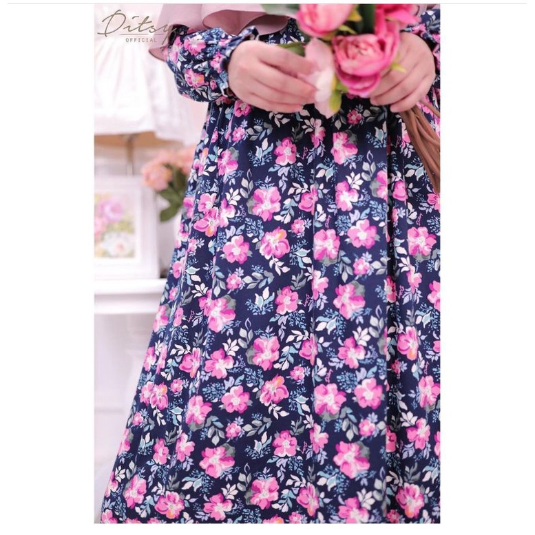HARGA PROMO SALE Ditsy L Gamis Daster Cantik, Ditsy Blue, Ditsy Nightgown L Alosia Darkblue L NEW✓ (
