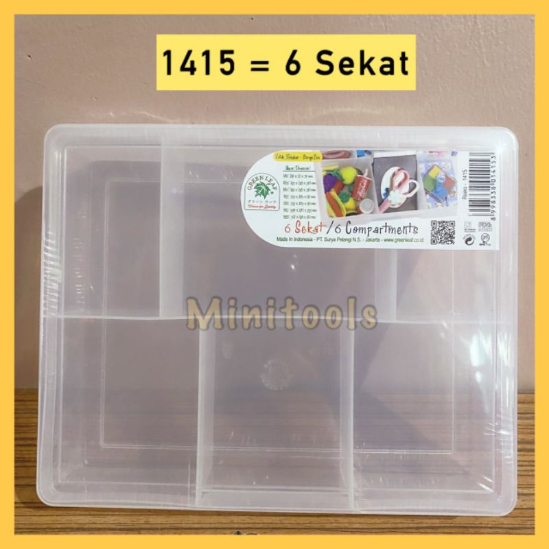 Kotak Plastik 4, 5, 6 dan 14 Sekat / Green Leaf 1413, 1414, 1415, 1416