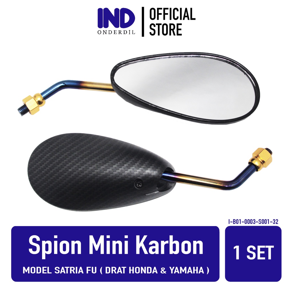 IND Onderdil Spion-Sepion-Kaca-Cermin Kiri-Kanan Mini-Kecil Besi Set Variasi Model Satria FU 150 Car