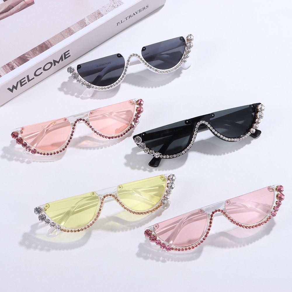 R-flower Cat Eye Sunglasses Brand Designer Kacamata Bingkai Kristal Berlian